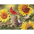 Bits and Pieces – 100 Piece Jigsaw Puzzle for Adults – Sunflower & Songbirds - Cardinals Jigsaw Puzzle by William Vanderdasson, Completed Puzzle Size: 15" x 19"
