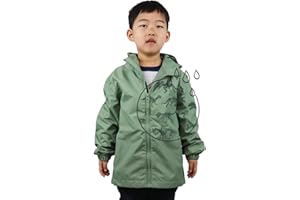 Wooksmi Kids Rain Jacket Boys Girls Lightweight Waterproof Hooded Coat