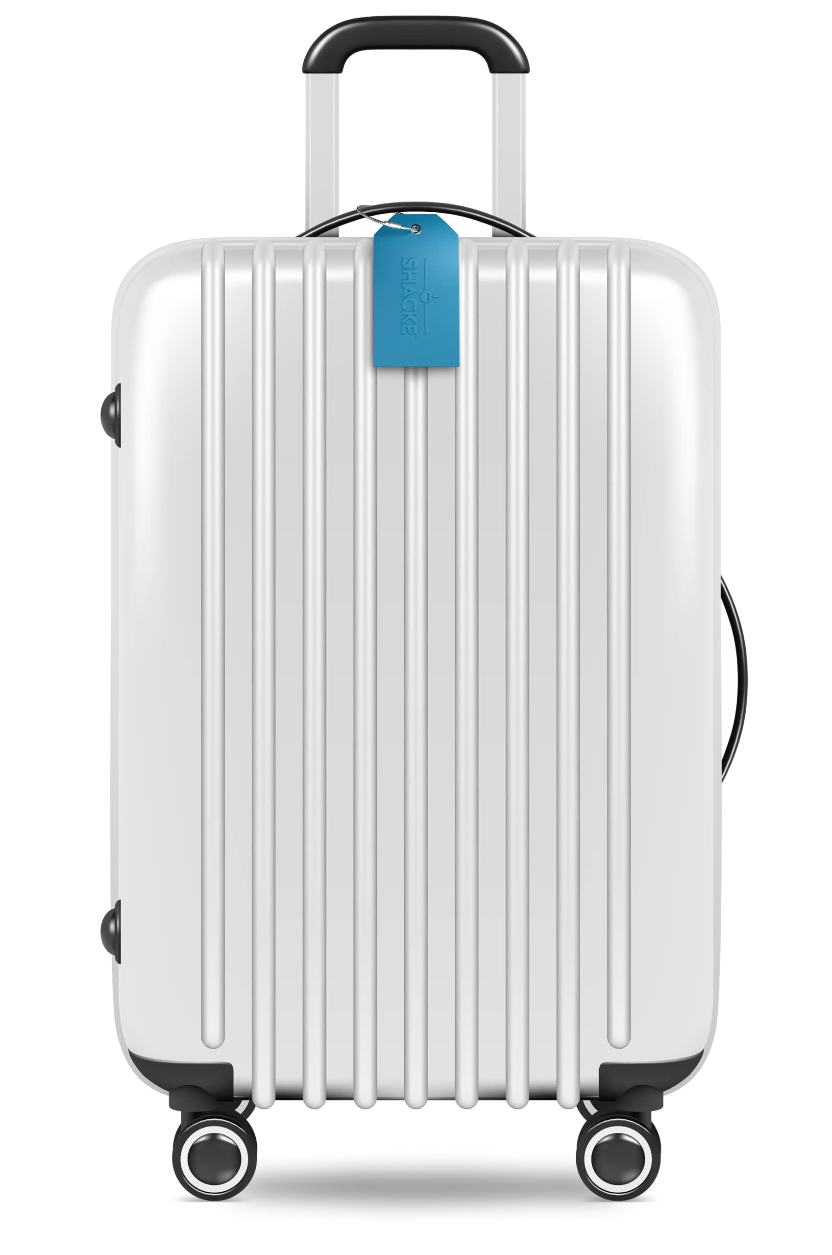 Shacke Luggage Tags with Full Back Privacy Cover w/Steel Loops - Set of 2