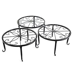 Metal 3 in 1 Potted Plant Stand Floor Flower Pot Rack/Iron Rack (Black)