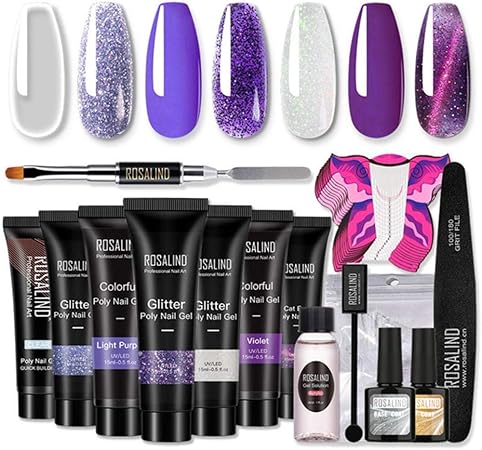 Amazon Raten ジェルネイルキット ポリジェル ジェルネイル 長さだし ジェル ジェルネイル スターターキット セット ネイルパーツ カラージェル キラキラ 7色 15点 ギフト 初心者 セット Raten ネイルアートキット 通販