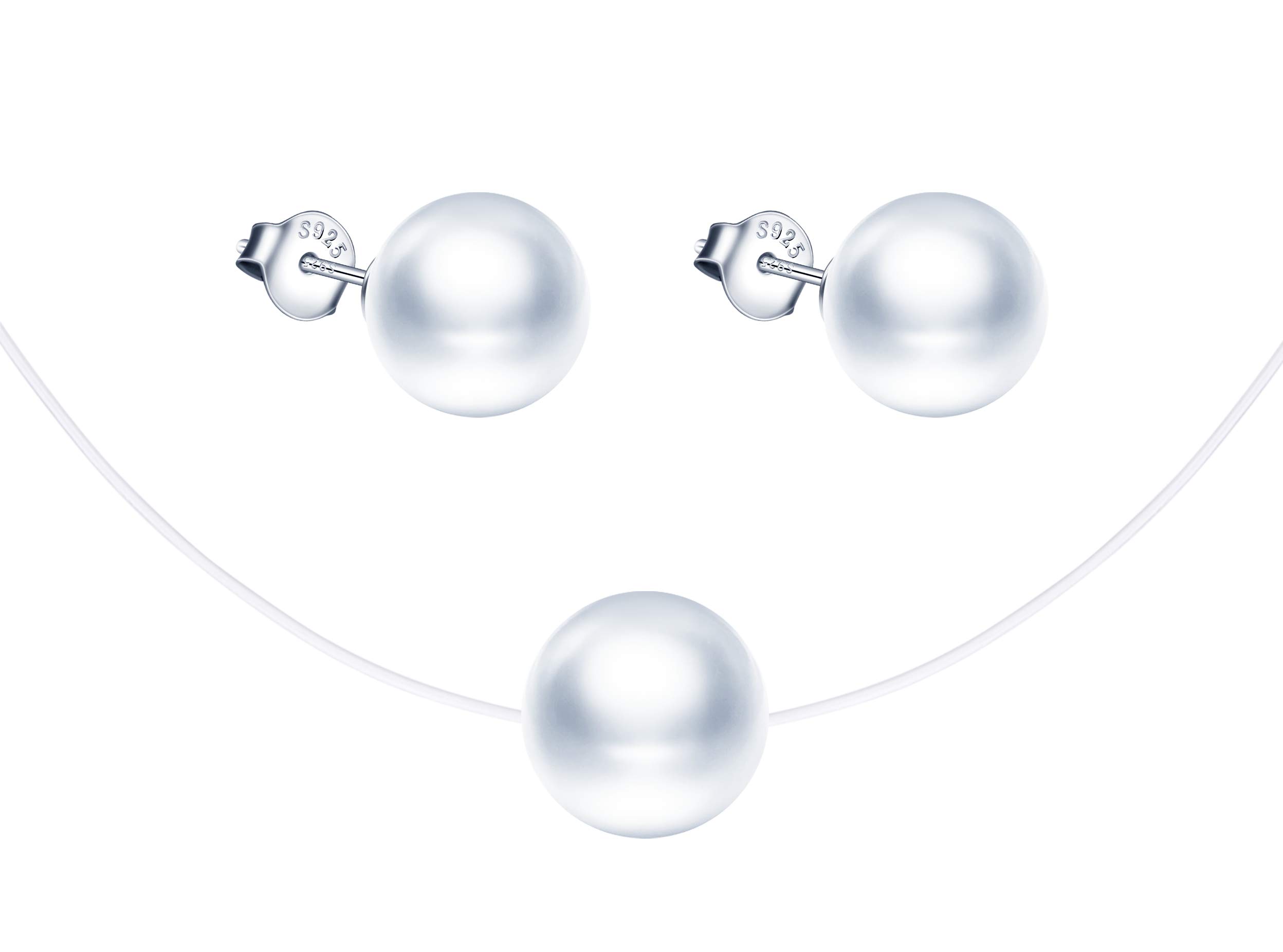 Yumilok Simulated Pearl Jewelry Set Stud Earrings Choker Sets for Women