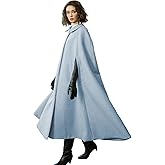 BEAUTELICATE Wool Blend Cloak Slit Sleeve 2 Pockets Turn-Down Collar Fleece Cloak Winter Cape