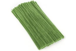 PYRISUU Pipe Cleaners, 100 Pieces Light Army Green Chenille Stems Craft, 12 inch Long Fluffy Pipe Cleaners for Creative DIY Art Craft Projects, Home Decoration Supplies (6 mm x 30 cm, Light Army Green)