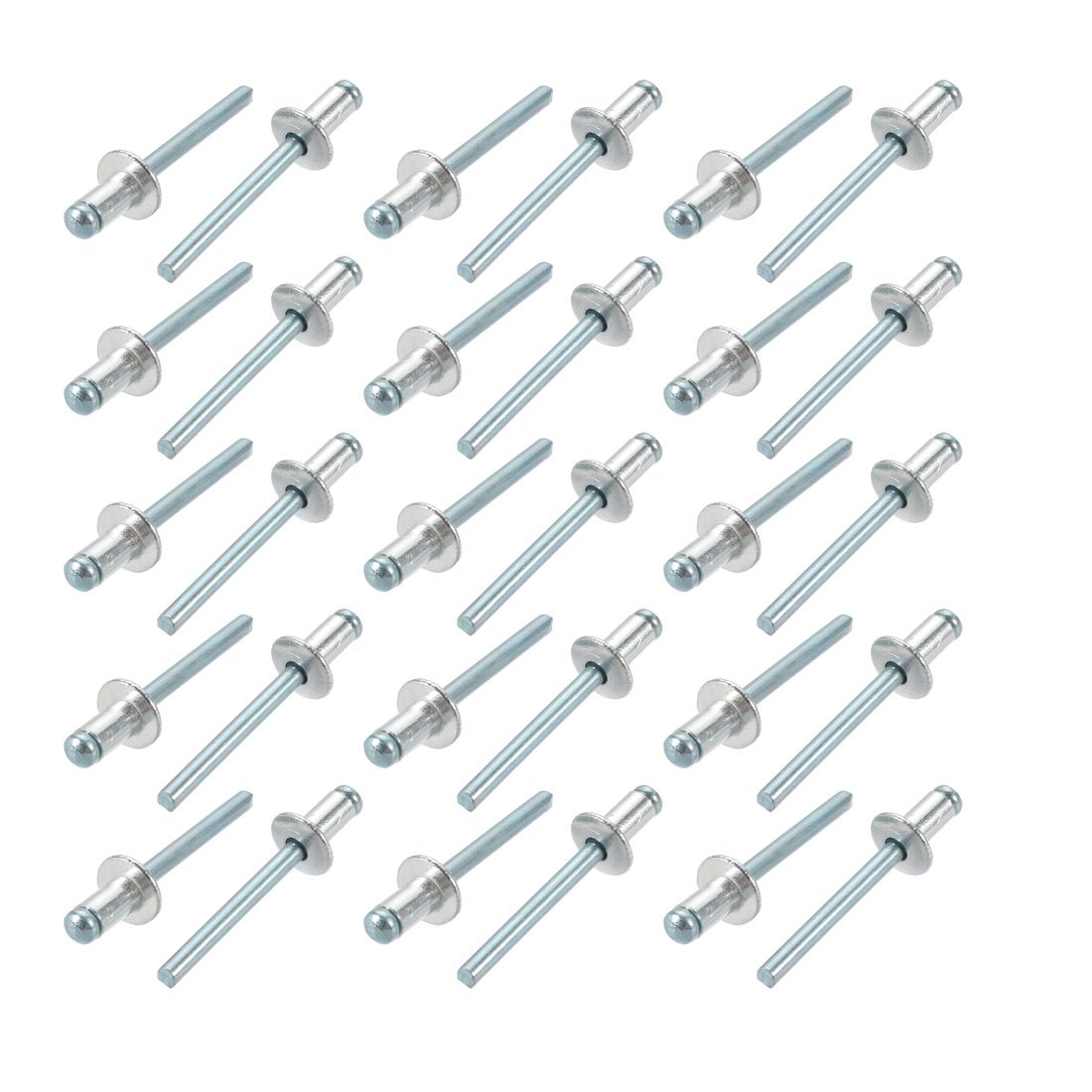 Sourcingmap 30 Pcs 6mm x 10mm Aluminum/Steel Open End Blind Rivets