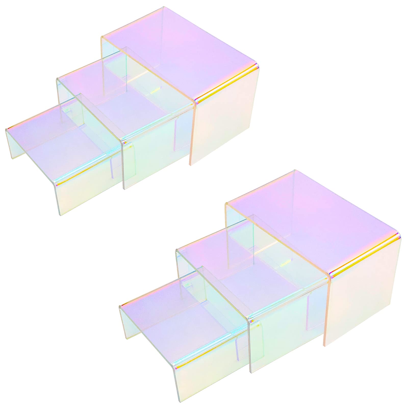 Cerpourt 2 Sets Acrylic Display Risers Colorful Product Stand,Cupcakes Holder Dessert Display Transparent Showcase Stands, Candy Bar Risers, Acrylic Lifts Display for Figures