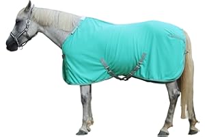 LEAFOREST Horse Fleece Blanket Polar Fleece Cooler Liner Soft Exercise Blankets for Horses Moisture Wicking Sheet in The Barn, Stable, Stall, Pasture, Paddock Green 72 inches