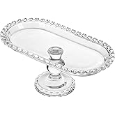 Luxshiny Footed Fruit Serving Tray: 9.7" European Style Dessert Display Platter for Fruits Snacks and Appetizers - Decorative Serving Tray for Parties Weddings and Home Decor