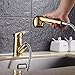 OWOFAN Kitchen Sink Faucet with Pull Out Sprayer 360 Degree Swivel Spout Mixer Brass Tap,Gold Polished WF-7005K