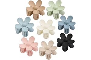 AOENJIE Flower Hair Clips 8PCS Hair Claw Clips For Women Thick Hair Matte Large Claw Clips Hair Jaw Clips Cute Big Dasiy Hair Clips Non Slip Strong Hold For Women Thin Hair, Hair Accessories For Women Girls Gifts 8 Colors