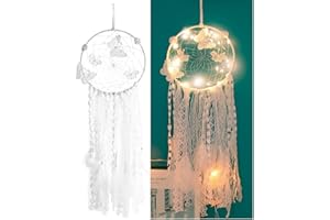 SCIENCE IN SPORT LED Dream Catcher,White Dream Catcher Feather Mobile Butterfly Decoration for Girl Bedroom Wall Hanging Home Décor Ornament Craft Native American (Butterfly led)