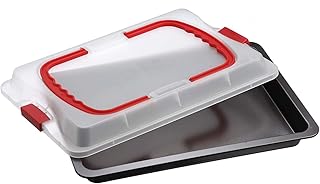 Dr. Oetker Backblech 3in1 mit Transporthaube, Ofenblech zum Backen, Aufbewahren & Transportieren, als Pizza-, Auflauf- & Kuchenblech, Maße: 42 x 29 cm