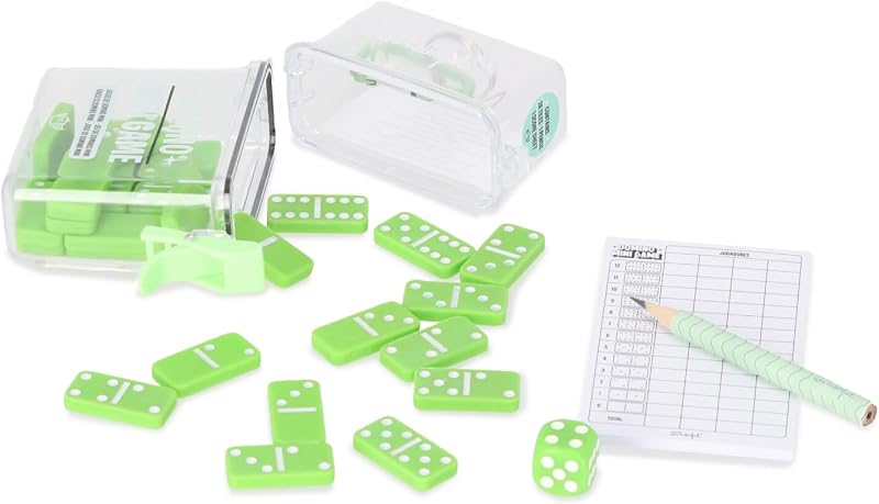 Mr.Wonderful - Juego de dominó mini - Juego de Viaje - ¡Diversión en cualquier parte! - Clásico juego del dominó, en versión mini - Contiene 28 fichas + 1 lápiz + 1 tabla para anotar los puntos