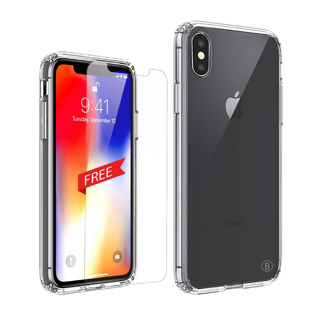 iPhone Xs Max Case,PC TPU Hybrid 2 in 1 Protective Case for iPhone Xs Max, Transparent iPhone case, Anti-Scratch Hard Back,iPhone 6.5\