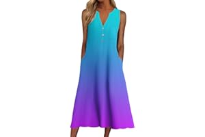 GENERIC Church Dresses for Women 2023 Women Casual Summer Stripe V Neck Short Sleeves Pocket Long Dress Holiday Dress