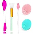 5PCS Silicone Face Scrubber Set, Lip Scrub Brush, Silicone Face Cleansing Brush, Face Applicator Tool and 2PCS Silicone Exfoliating Face Brush for Men Women