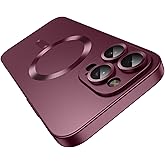 Misscase Magnetic Case for iPhone 16 Pro Max with Camera Lens Protector,Compatible with Magsafe,Full Protection Slim Anti-Scratch Soft TPU Bumper Phone Case for iPhone 16 Pro Max Wine Red