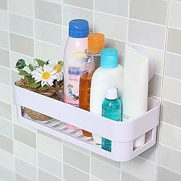 Hemiza Removable Reusable Kitchen,Sink, Bathroom Shelf Rack Storage Organizer Holder Basket with Suctioin Cup (Multi Color)