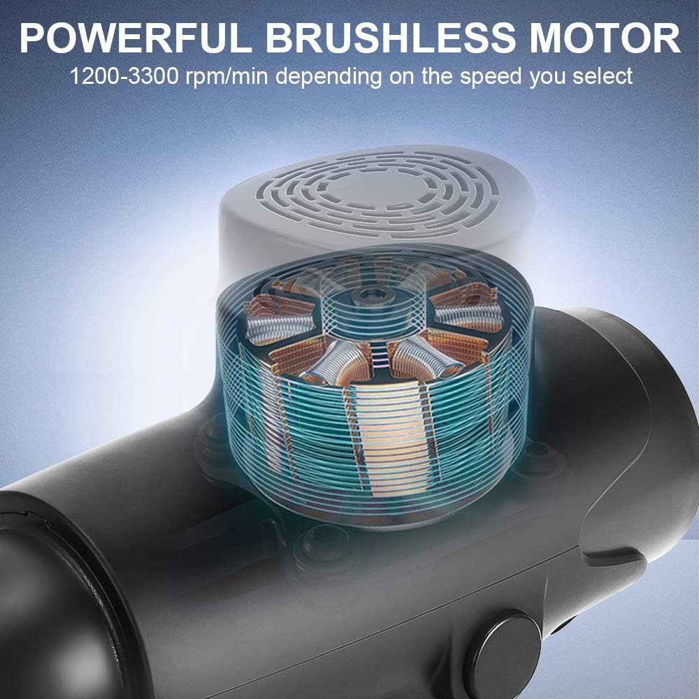 Massage Gun Deep Tissue Percussion 20 Speed Handheld Electric Body Massage Device for Neck, Back & Muscle Deep Relaxation with Sports Drill Portable Super Quiet Brushless Motor: Health & Personal Care