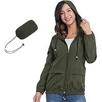 JTANIB Womens Raincoat Windbreaker Waterproof Lightweight Packable Hooded Rain Jacket S-XXL