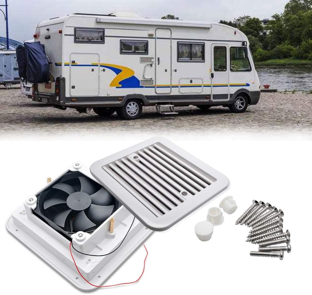 Riloer 12V RV Air Vent Cover Ceiling Duct Wall Hole Air Vent Louver Kitchen Bathroom Freshness System, White - Image 4