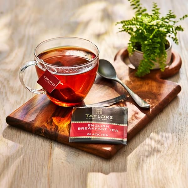 TAYLORS OF HARROGATE ENGLISH BREAKFAST, BLACK TEA, INDIVIDUALLY WRAPPED BAGS, 20 COUNT (PACK OF 6), RICH, BRIGHT & MALTY, CAFFEINATED, ENJOY HOT OR ICED, 120 TEABAGS