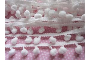 YYCRAFT YCRAFT One Roll 18 Yards Ball Fringe 7/8" Wide Pom Pom Trim Ribbon Sewing-White