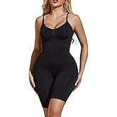BampooPanPa Women's Shaping Mid-Thigh Bodysuit Tummy Control Shapewear Faja Seamless Sculpting Body Shaper Bodysuits
