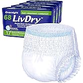 LivDry M Overnight Adult Diapers for Women and Men, Incontinence Underwear, Medium, 68-Pack