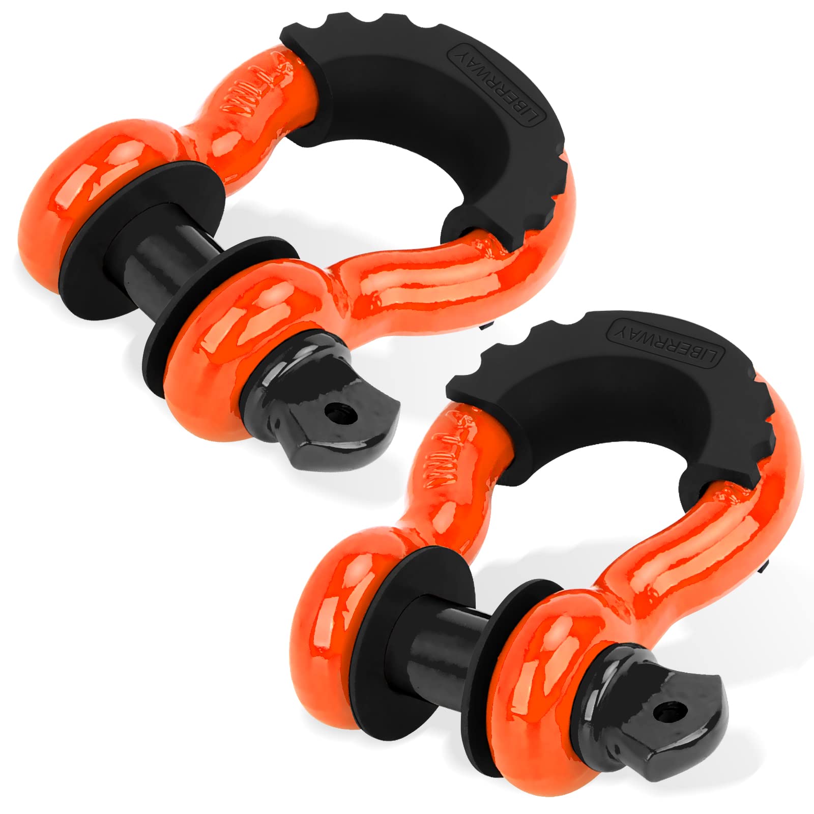 Photo 1 of LIBERRWAY Shackles 3/4" (2 Pack) D Ring Shackle Rugged Off Road Shackles 28.5 Ton (57,000 lbs) Maximum Break Strength with 7/8'' Pin Heavy Duty D Ring for Vehicle Recovery, Orange