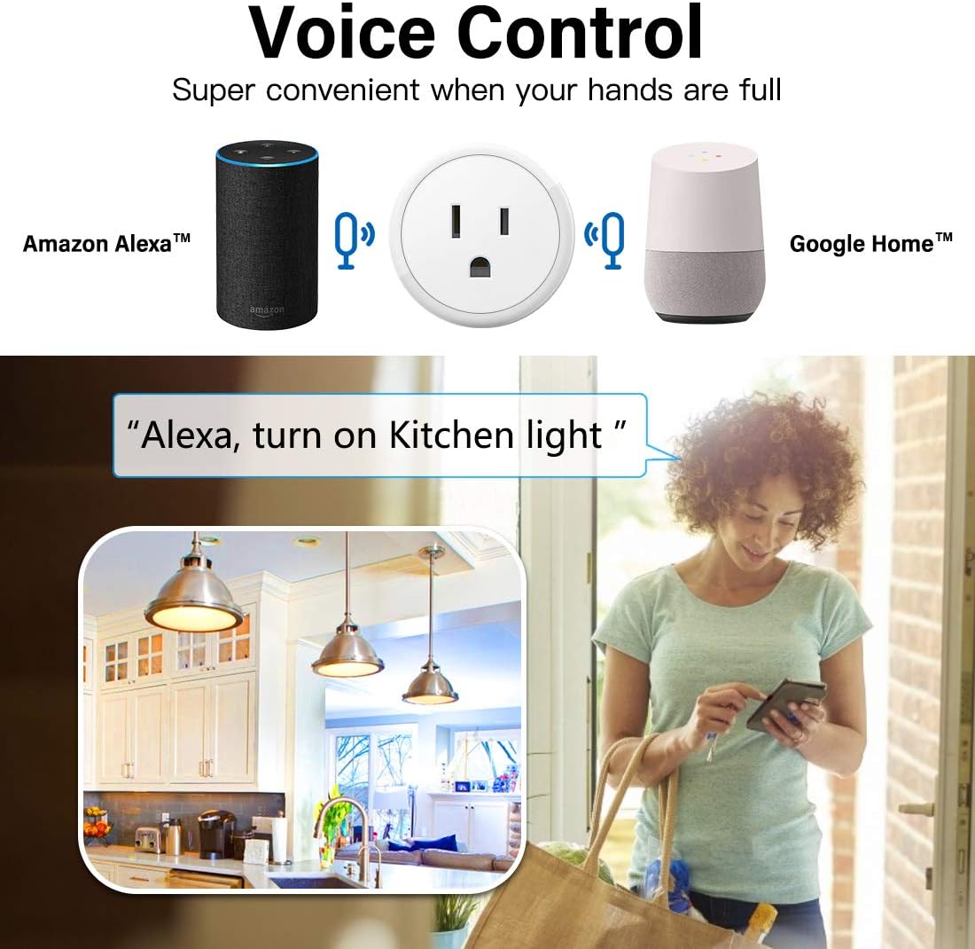 Alexa Smart Plugs - Aoycocr Mini WIFI Smart Socket Switch Works With Alexa Echo Google Home, Remote Control Smart Outlet with Timer Function, No Hub Required, ETL/FCC Listed 4 Pack Only 2.4GHz Network - - 
