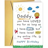 PUGAILA Cute Daddy Birthday Card Gift from Kids, Daughter Son Toddler - Happy First Birthday Cards for Dad from Son Daughter, New Dad Daddy from Baby, Toddler