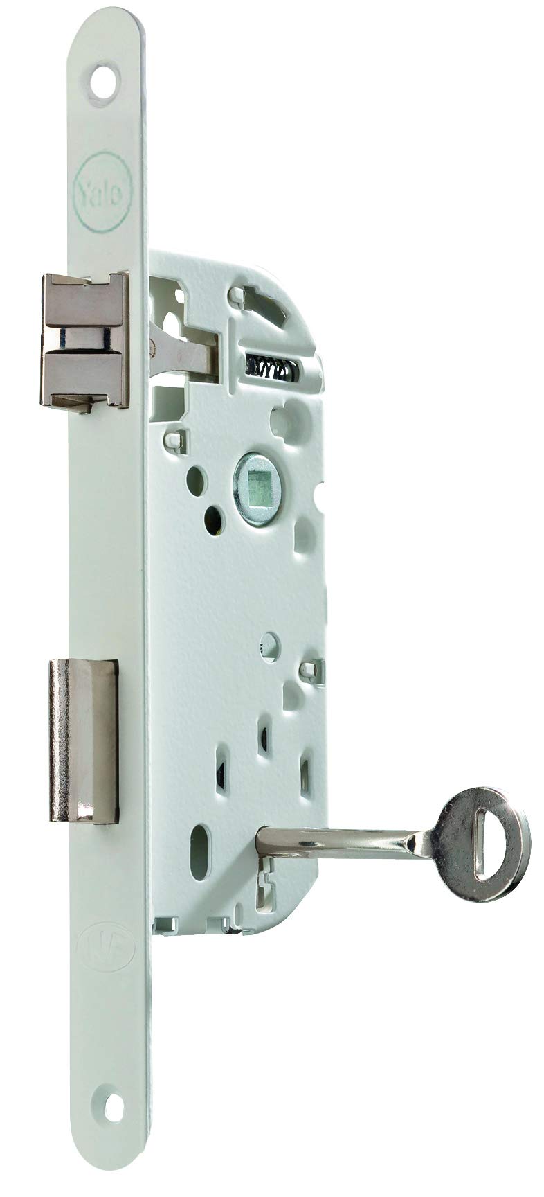 Yale Keyed Lock, 40 mm Axle, 135 mm Box – Certified NF Level 2 – Y75R-A40/B/SC – Reversible Bolt, Round End Headrest – Interior Door, Bedroom, Office – White, Strike and Key Included