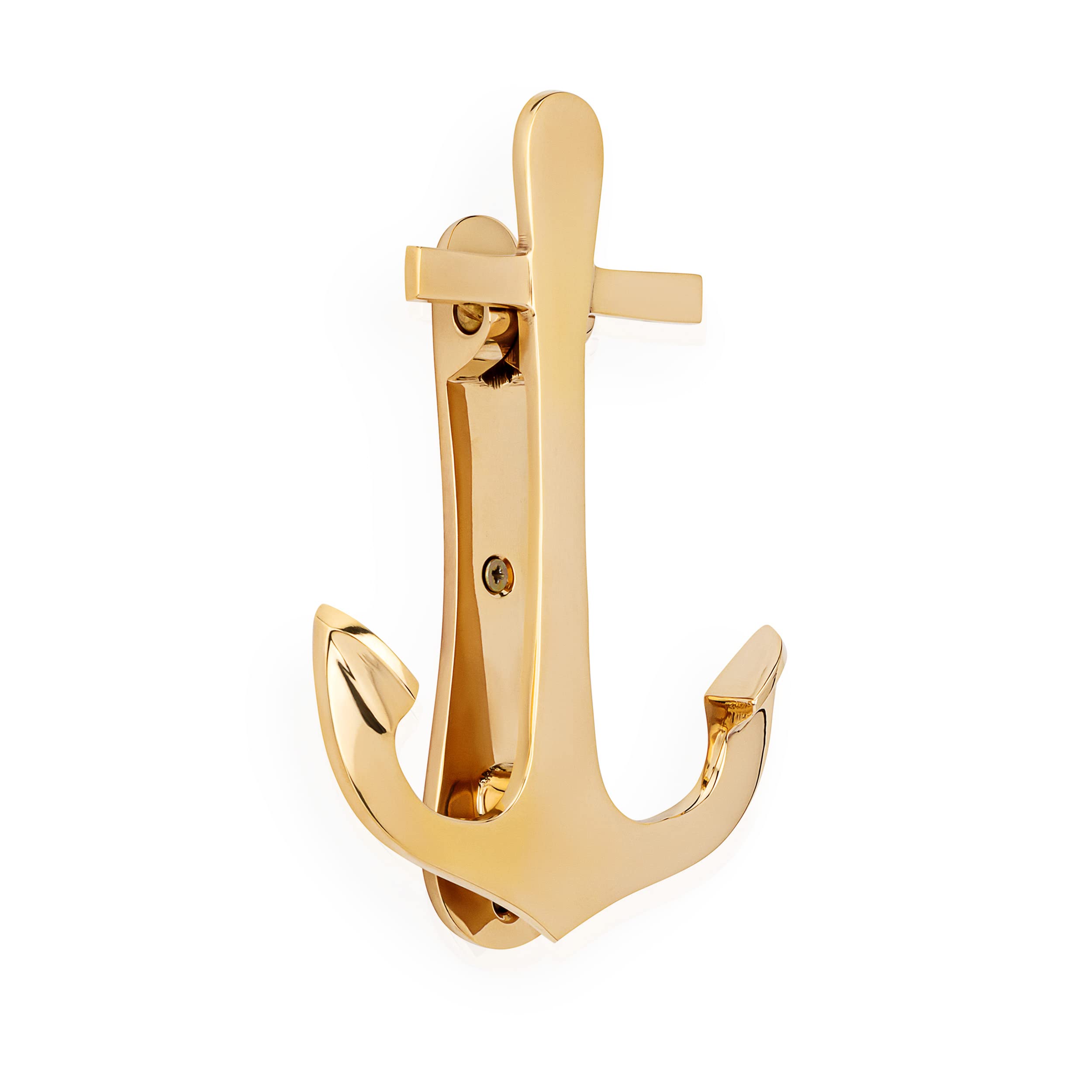 NKlaus Maritime Door Knocker Anchor Brass Gold 10 x 15 cm Bell Replacement Front Door Knocker 11755