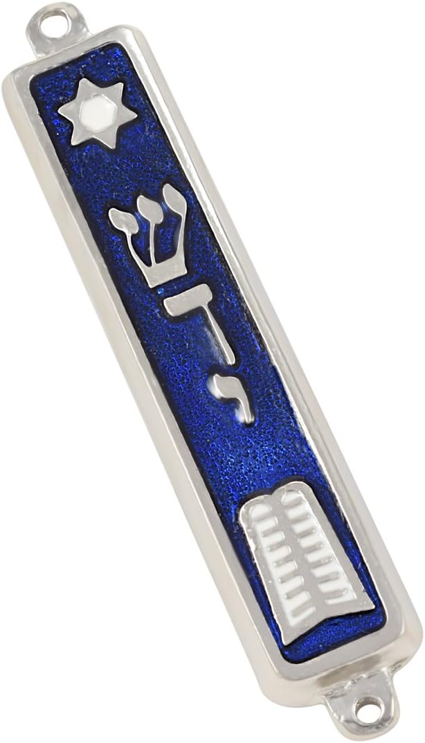Peer Hastam 10 Commandment Mezuzah Silver Tone 3.5" Mezuza Hebrew Torah Bible Made