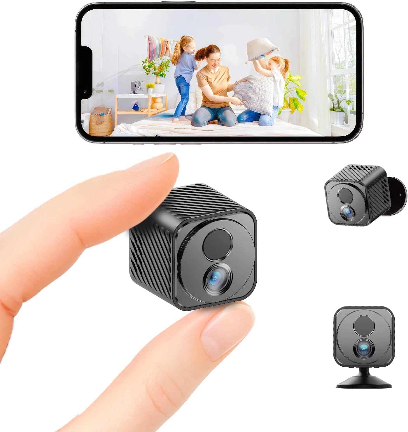 Upgraded Mini Camera 30-Day Battery Life, Wireless Hidden Camera 1080P HD with AI Motion Detection, Auto Night Vision, WiFi Pet, Baby Monitor, Nanny Cam for Home Office Security , Free cloud storage