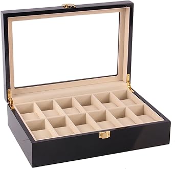 Feibrand Caja para 12 Relojes de Madera (Negro): Amazon.es: Relojes