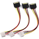 SDTC Tech 3pcs SATA Male to 4pin Molex Female Power Adapter Cable Serial ATA Extension Cable for 3.5 inches HDD/SSD/SD ROM (2
