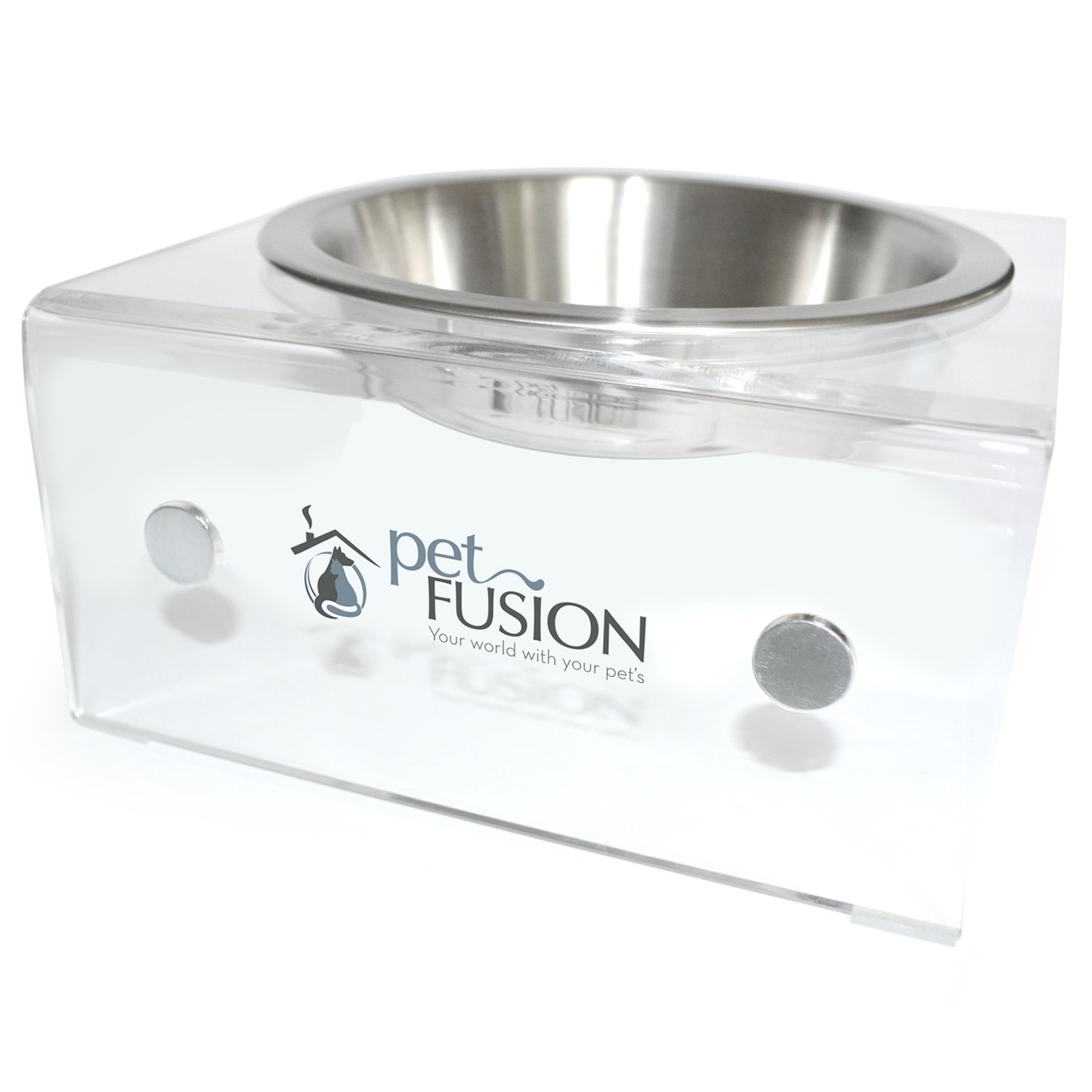 PetFusion Elevated SinglePod Magnetic Cat Feeder. (Cat Dish, Single), 8 x 8 x 4", Translucent — image 1