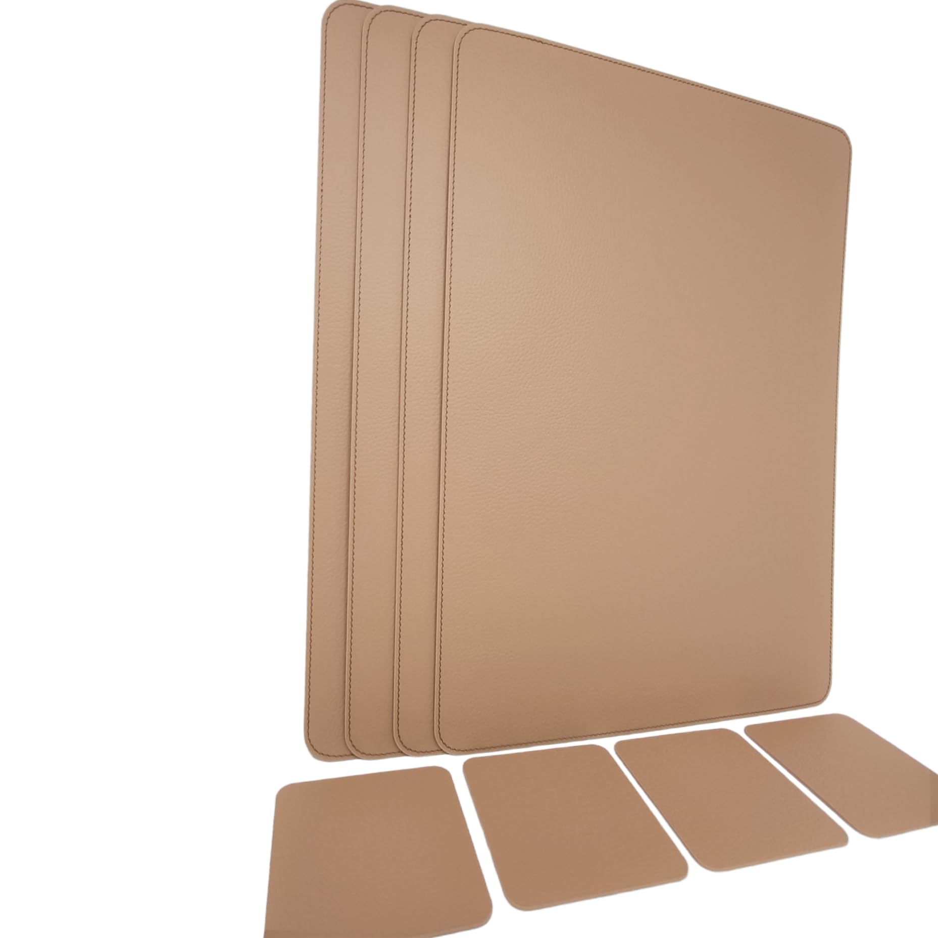 Nikalaz Set of Placemats and coasters, 4 table mats and 4 coasters, Place Mats, Recycled leather (Light Camel, 45.7 x 33.02 cm)