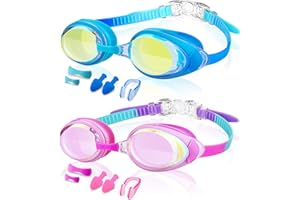 Victoper Kids Swim Goggles, 2 Pack Anti Fog&UV Swimming Goggles for Child 3-15, No Leaking Swim Goggles for Boys Girls