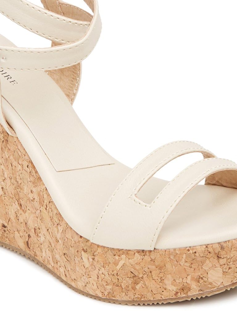 marcloire women/girls stylish cream heels/wedges fashion sandal faux leather