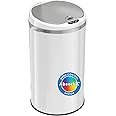 iTouchless 8 Gallon Touchless Sensor Trash Can with AbsorbX Odor Filter System, 30 Liter Round White Steel Garbage Bin, Perfect for Home, Kitchen, Office