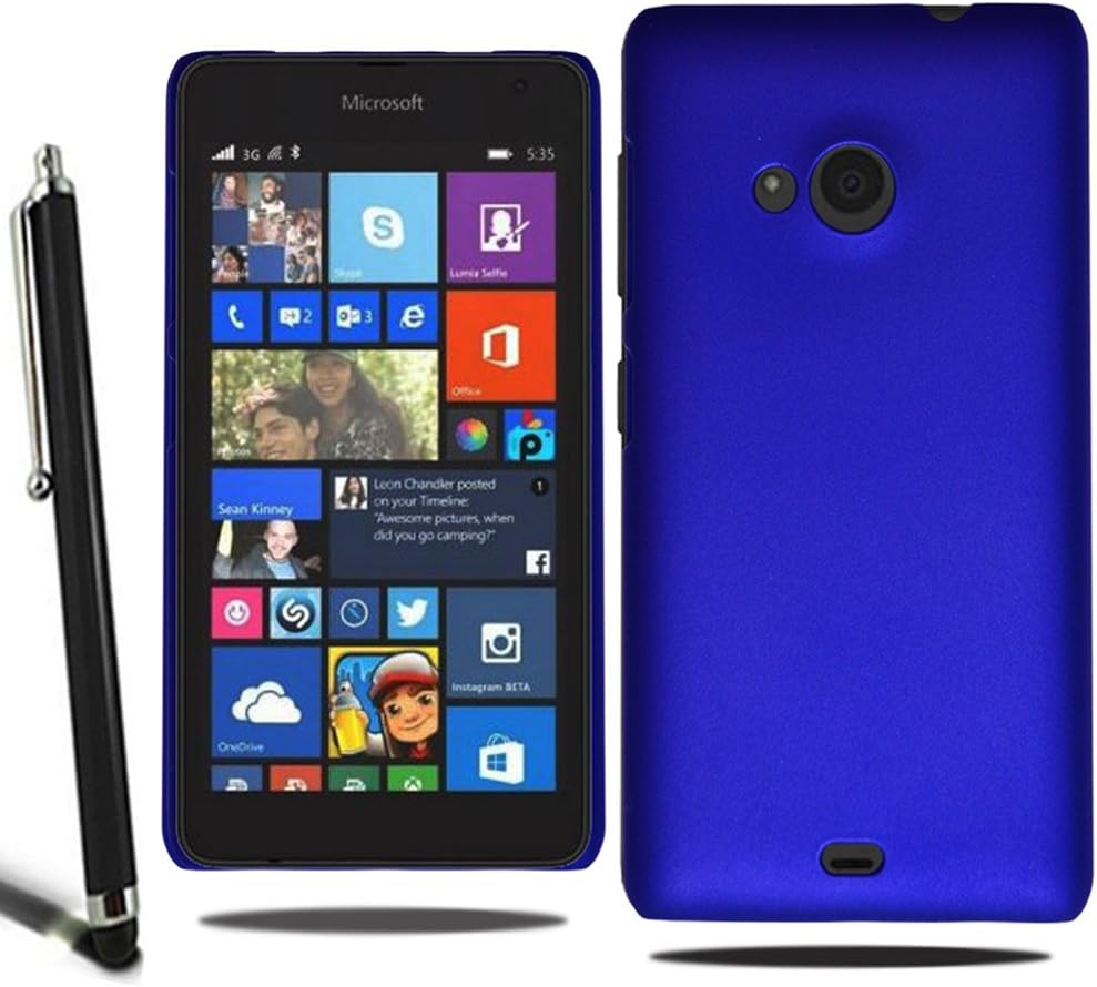 For Microsoft Lumia 535 Slim Hybrid Hard Case Back Cover + Screen Protector + Stylus (Blue)
