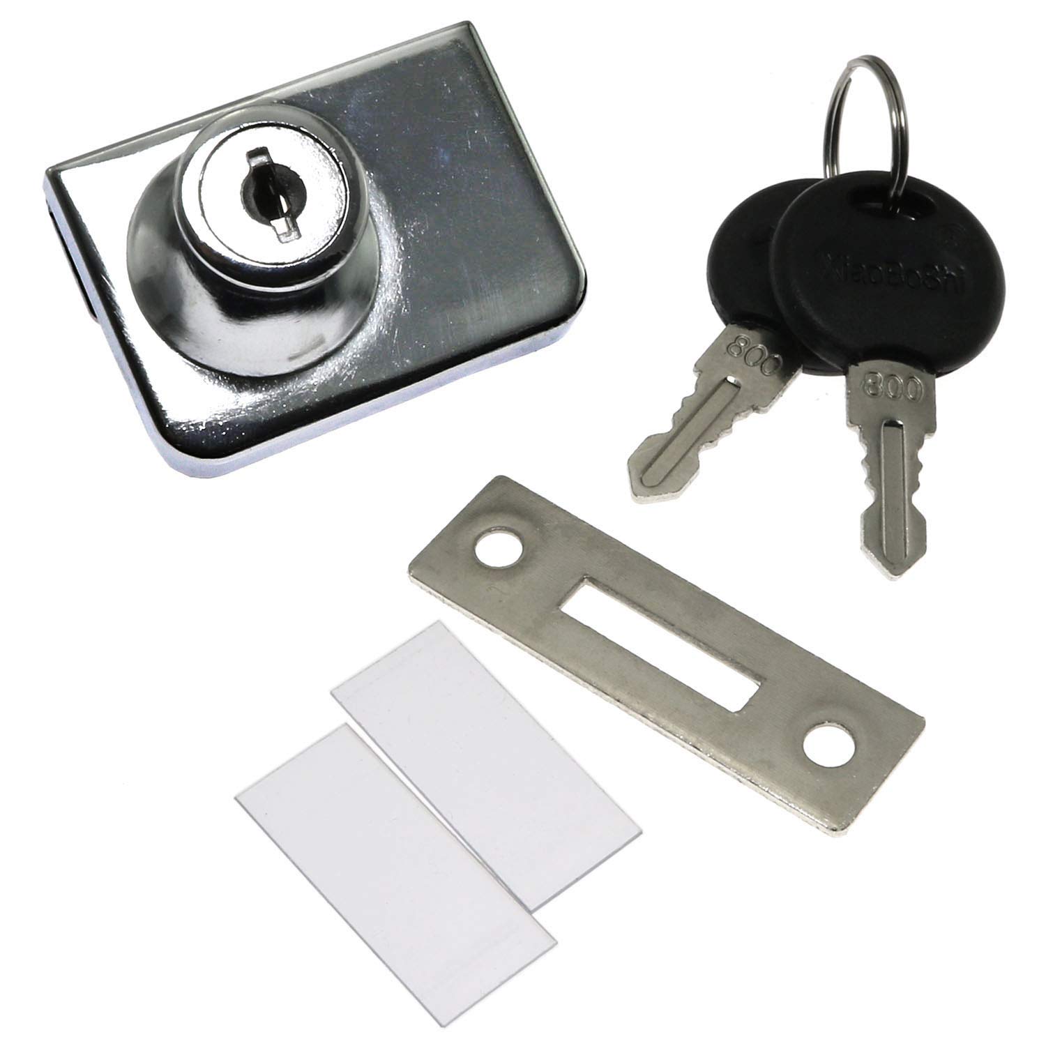 RLECS Door Double Glass Lock with Keyed Alike,Cabinet Display Showcase Glass Door Push Locks Zinc Alloy Furniture Hardware Fittings