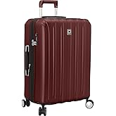 DELSEY PARIS Titanium Hardside Expandable Luggage with Spinner Wheels Checked Luggage, Black Cherry Red, Checked-Medium 25 Inch
