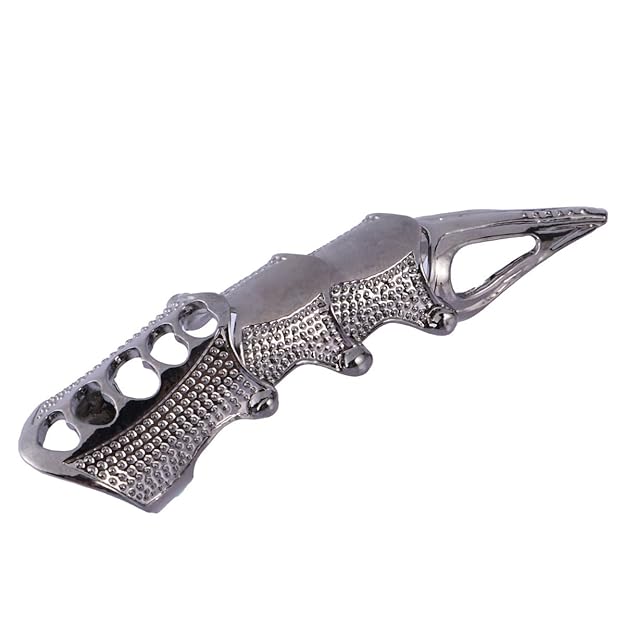 Fenical Punk Style Cool Fingerring Aussage Spiky Joint Ring für Halloween Party Lieferanten (Dunkelgrau)