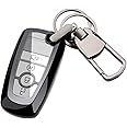 Juedarli For Ford Car Key Fob Cover Case with Keychain, Key Shell for Fusion Edge Mustang Explorer Expedition Bronco Ecosport Ranger F150 F250 F350 F450 F550 Lincoln Nautilus Aviator