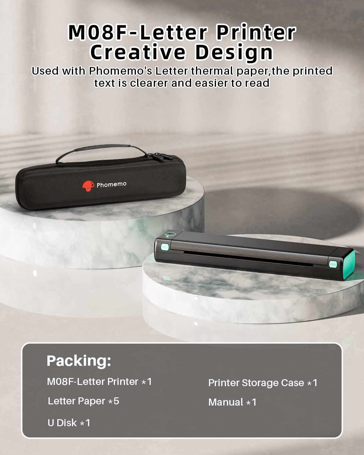 Phomemo Portable Printers Wireless for Travel - Bluetooth Thermal Printer Supports 8.5