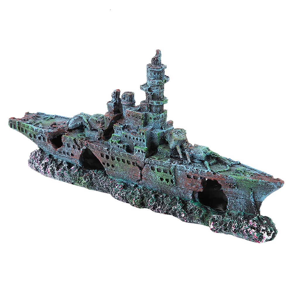 Zerodis Simulation Fish Tank Aquarium Landscaping Decorative Resin Shipwreck Warship Wreck Resin Crafts Ornaments Fish Tank Aquarium Ornaments Decor Shelter Aquarium Ornaments Decor